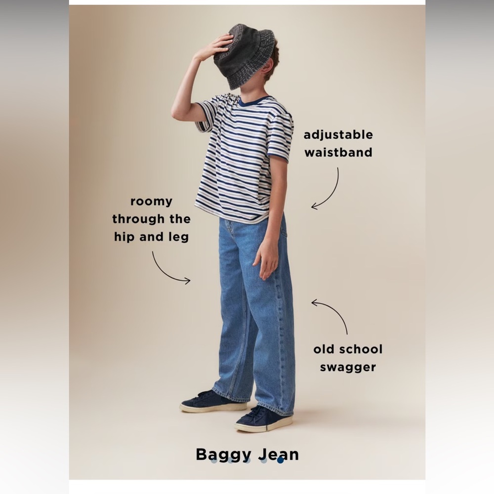 🟢3/$15 Old Navy Boys Baggy Jeans | Size 14 | Adjustable Waist - Picture 4 of 11
